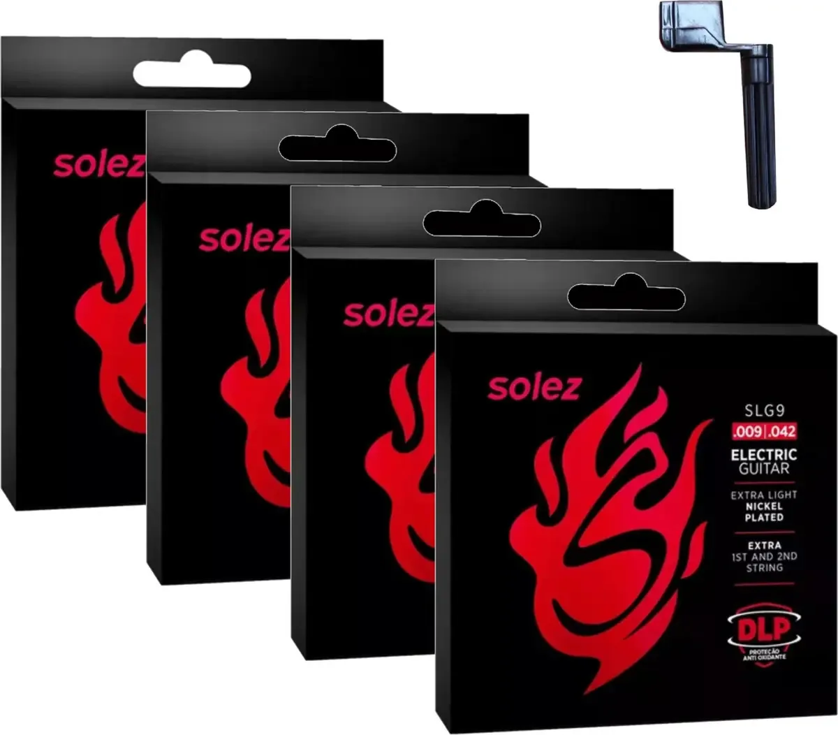 4 Encordoamentos Solez Guitarra Slg9 Cordas Extras +