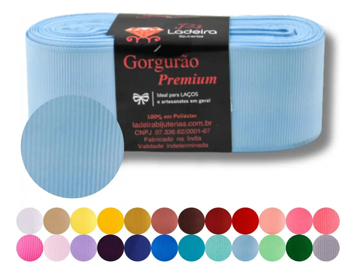 Fita de Gorgorão Azul Bebê 38mm 10m Artesanato Laços Roupas
