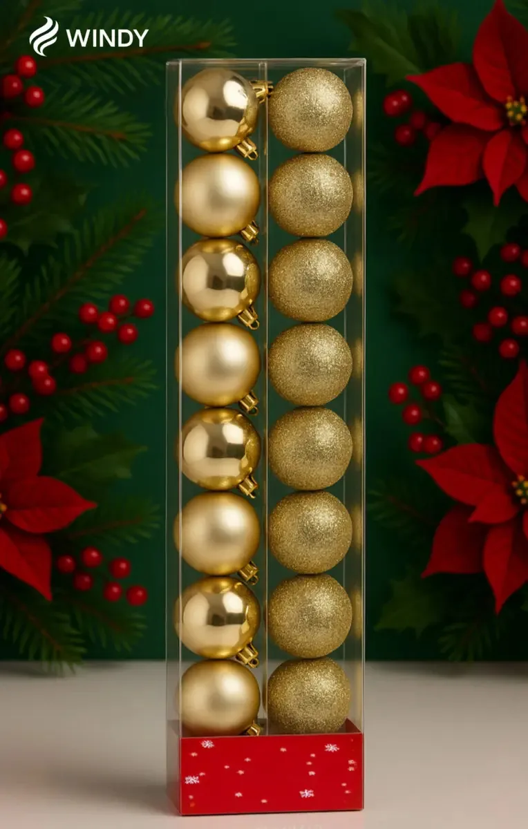 Kit 12 Bolas De Natal 4cm Champanhe Mistas Fosca Lisa E Glitter Enfeites Natalinos Premium Decoração Árvore De Natal Luxo Dourada Elegante Moderna Marca Windy
