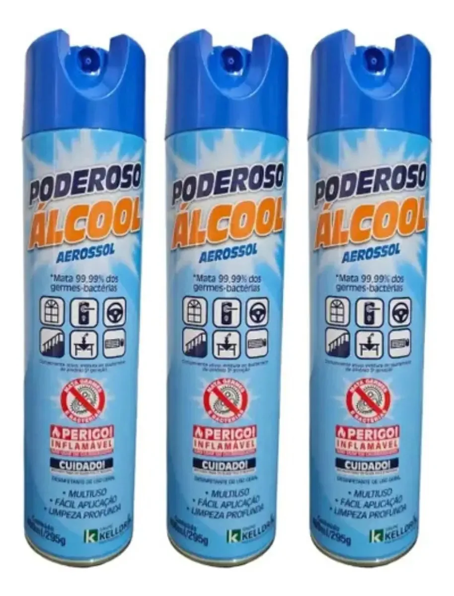 Kit 3 Und. Poderoso Álcool 70% Desinfetante Limpeza Profunda