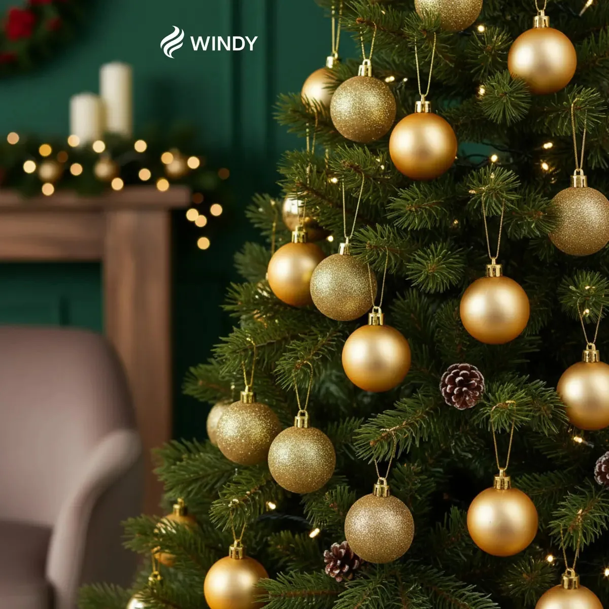 Kit 10 Bolas De Natal 5cm Champanhe Mistas Fosca Lisa E Glitter Enfeites Natalinos Premium Decoração Árvore Luxo Dourada Elegante Moderna Festas Casa Marca Windy