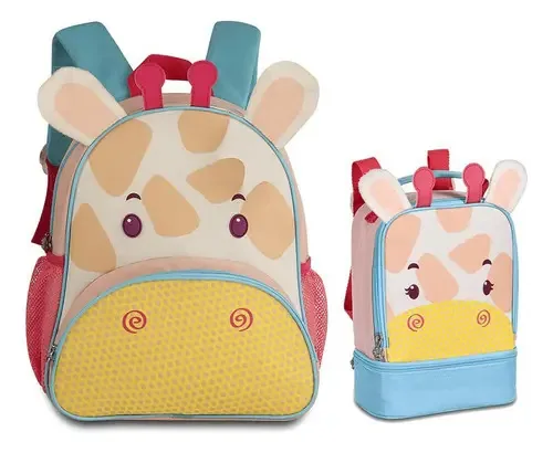 Kit Mochila Infantil + Lancheira Bichinhos Zoo Infantil Clio