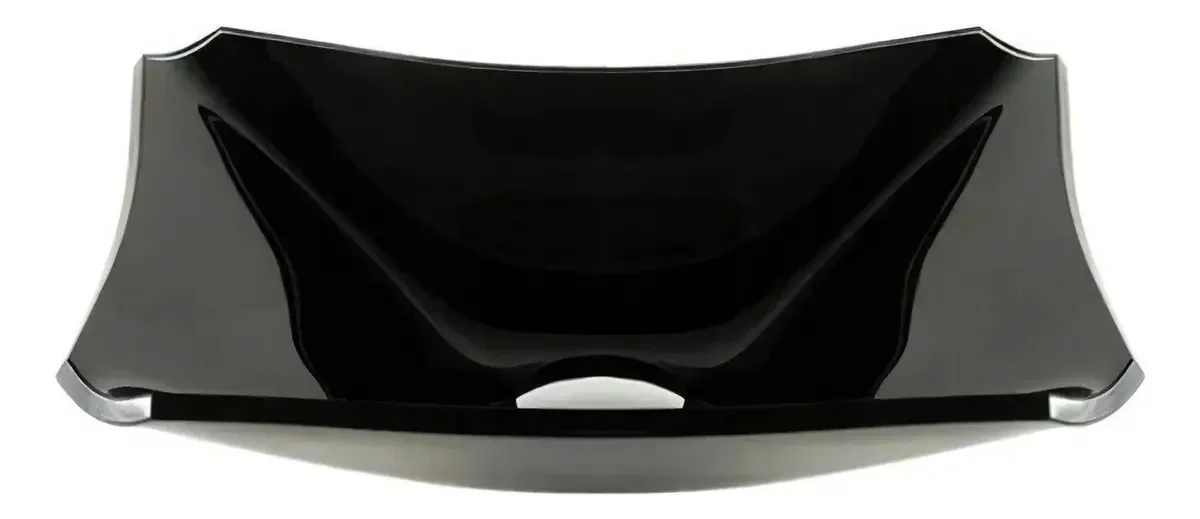 Cuba Chanfrada De Vidro 38cm Preto Para Banheiro