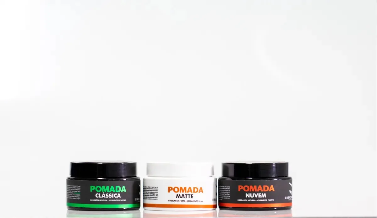 Kit 3 Pomadas Barba Cerrada para Fixação de Cabelo Matte, Clássica e Efeito Nuvem 80g