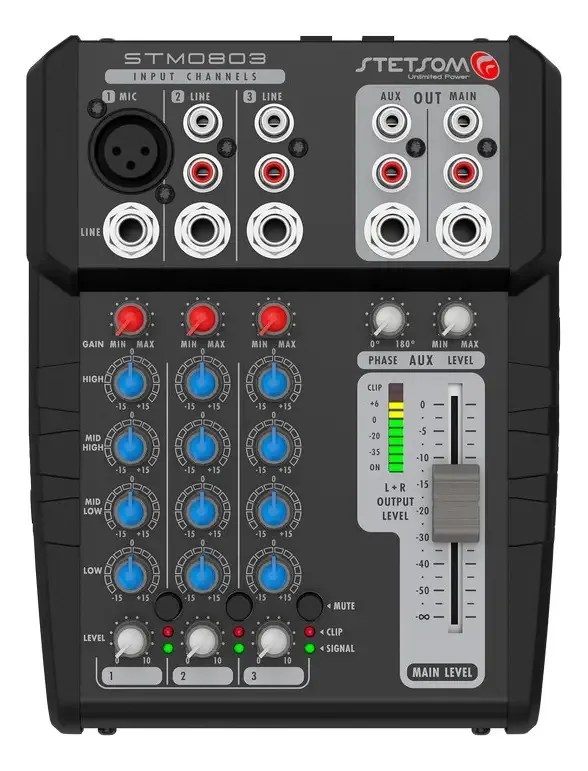 Mesa De Som Stetsom STM0803 3 CANAIS 4 EQ BAND