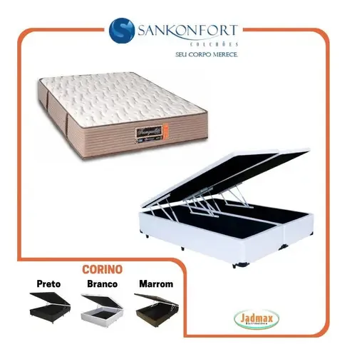 Cama Box Baú King + Colchão Tranquillité 193x203 Cor Branco