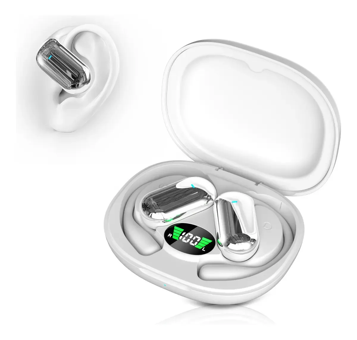 Fone Ouvido Condução Óssea Bluetooth 5.4 Sem Fio Cor Branco