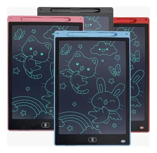 Tablet Lousinha Mágica Infantil HL Rosa 12 Pol Para Desenhar E Escrever