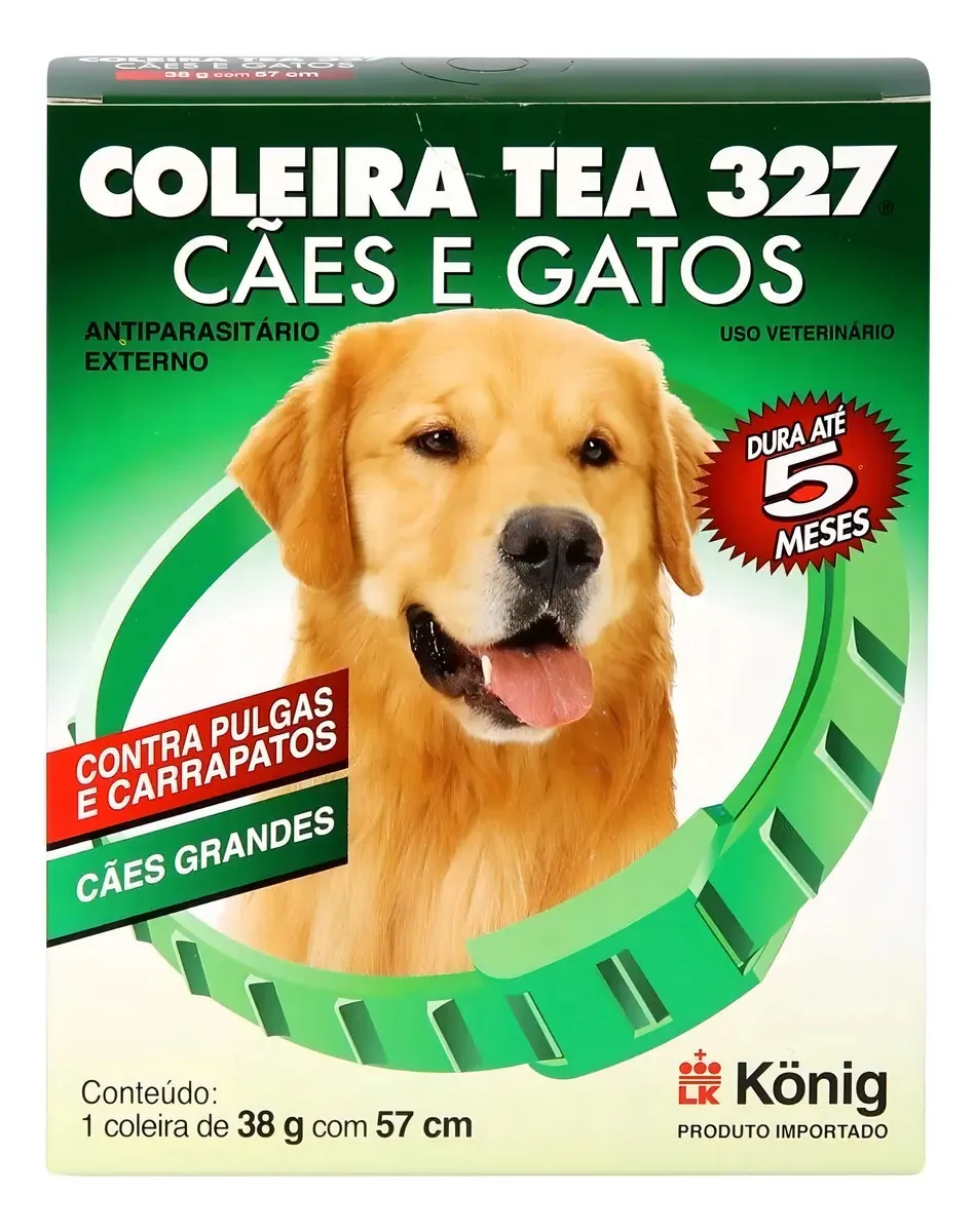 Coleira Antipulgas Carrapatos Cães Grandes 57cm König Kit 4 Unidades