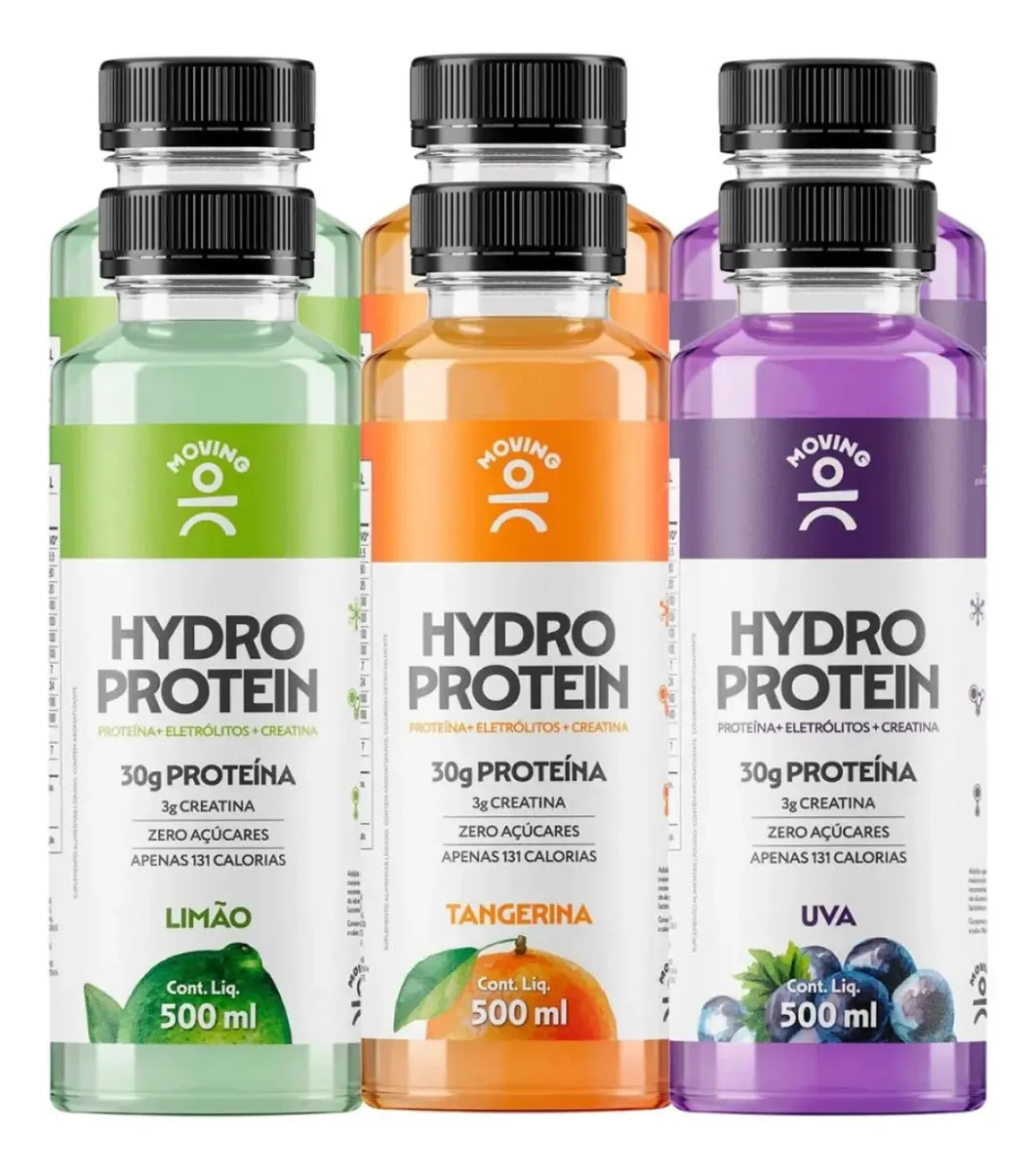 Isotônico Proteico Moving Hydro Whey Zero Açúcares Tangerina 6x500ml