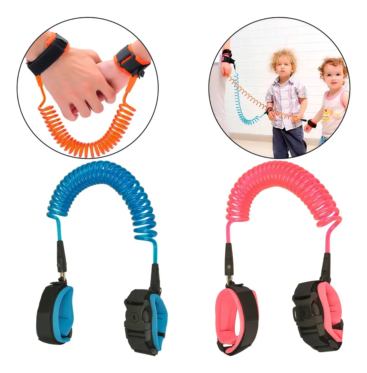 Pulseira Antiperda Infantil Things Nerd Rosa Velcro Ajustável 1.5m