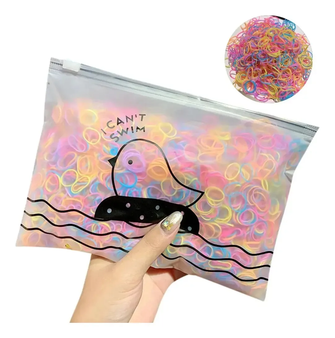 Kit 500 Elásticos Silicone Estojo Colorido Cabelo Infantil Coloridos