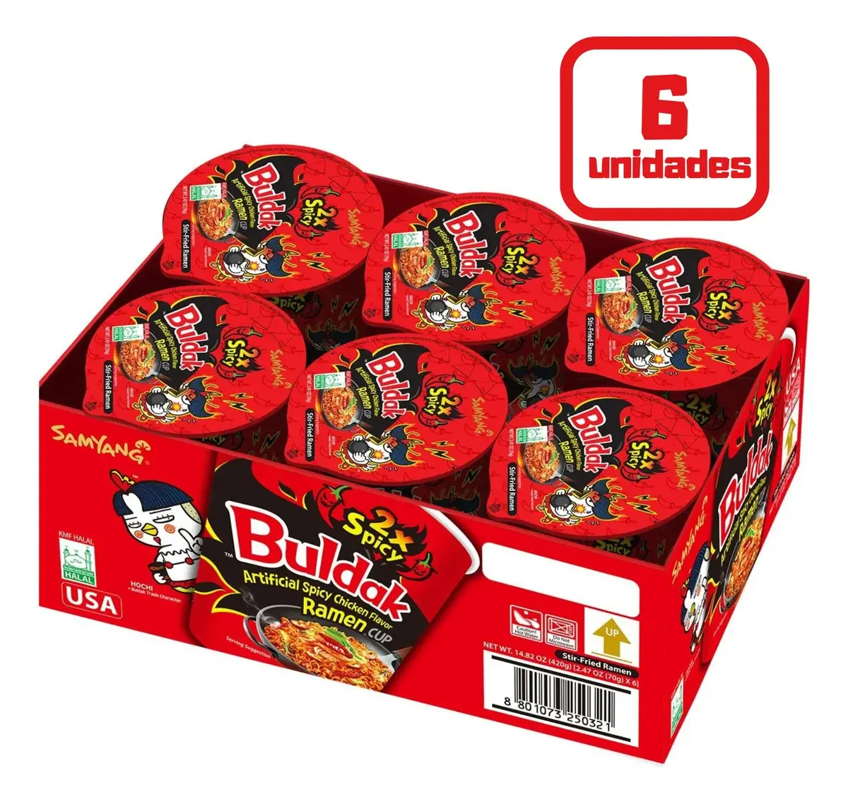 Kit 6 Lamen Coreano Desafio Samyang 2x Picante