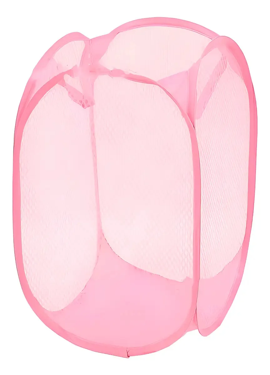 Cesto Flexível Organizador de Roupa Suja e Brinquedos Dobrável Rosa
