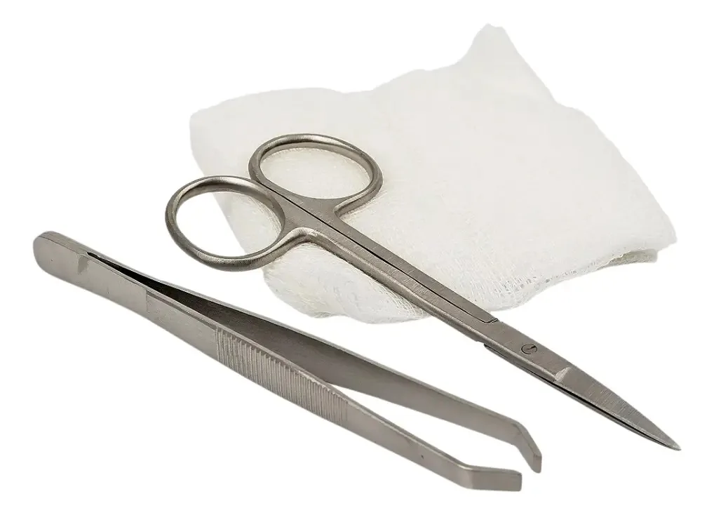 60 Kit Retirada De Pontos Com Tesoura + Pinça + Gaze