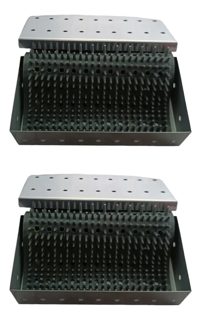 Kit 2 Estojos Cirúrgicos Açonox Perfurados 20cm Com Manta Silicone