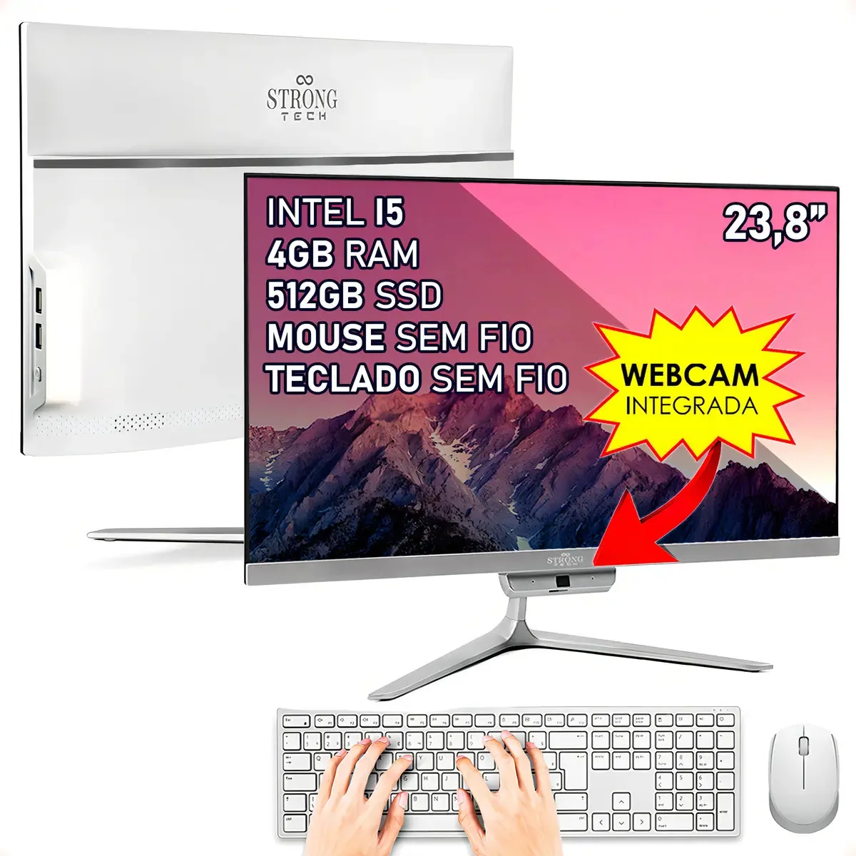 All In One Completo Intel I5 4gb Ssd 512gb 23,8 Strong Tech Cor Prateado