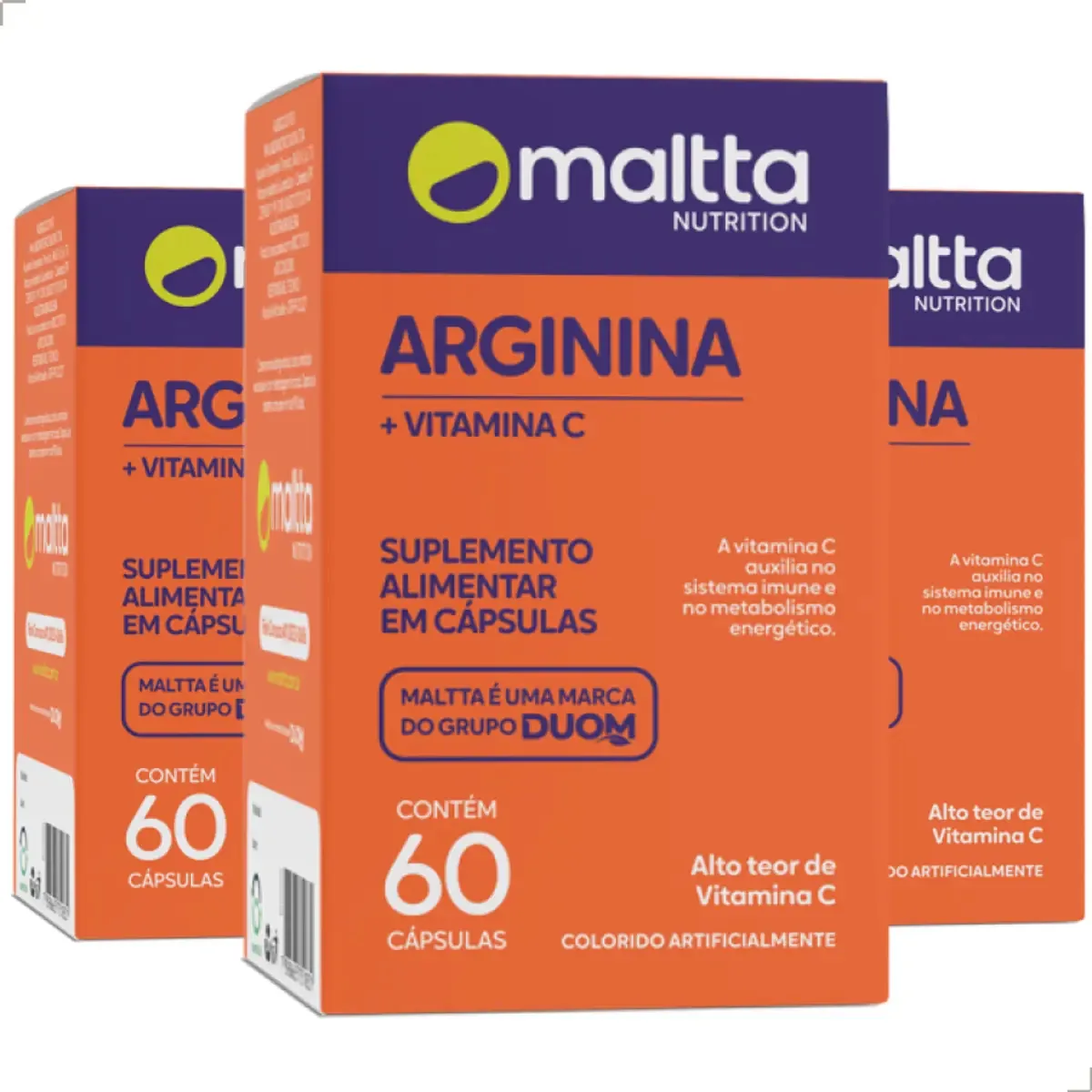 Kit 3 Suplementos de Arginina e Vitamina C Duom em Cápsulas