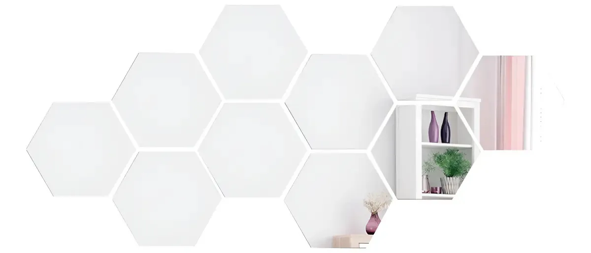 Kit 10 Espelhos Decorativos Colmeia De Hexágonos Moldura espelho prata