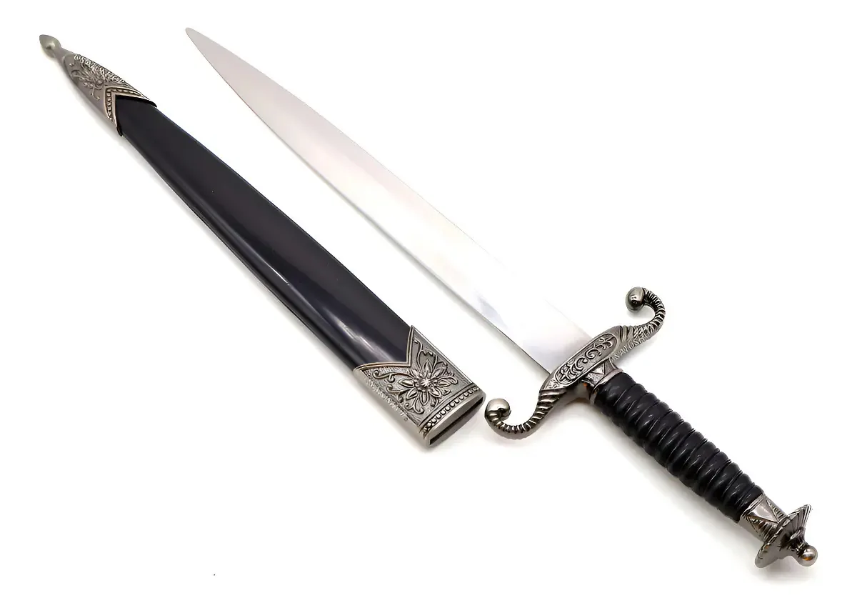 Faca Adaga Punhal Espada Chinesa Aço Inox Ritual Mistica Cabo Preto