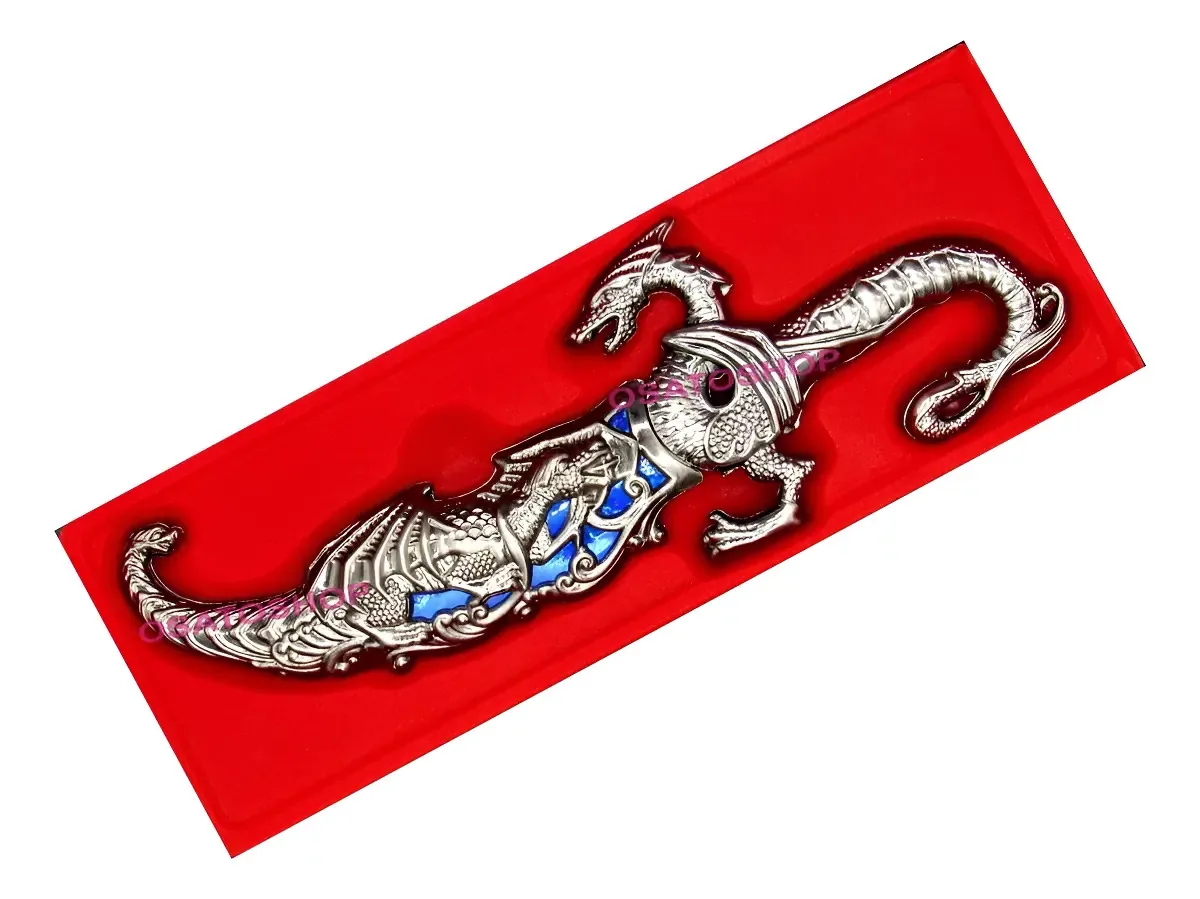Adaga Dragão Zamac Aço Inox Faca Espada Bainha Coleção Cabo Azul
