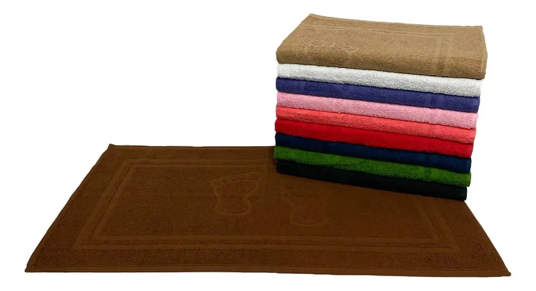Kit de 5 Tapetes para Banheiro Pezinho em Algodão 70x45 cm Cores Sortidas