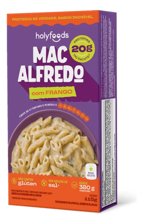 Holyfoods Mac Alfredo 20g De Proteína Macarrão Instantâneo