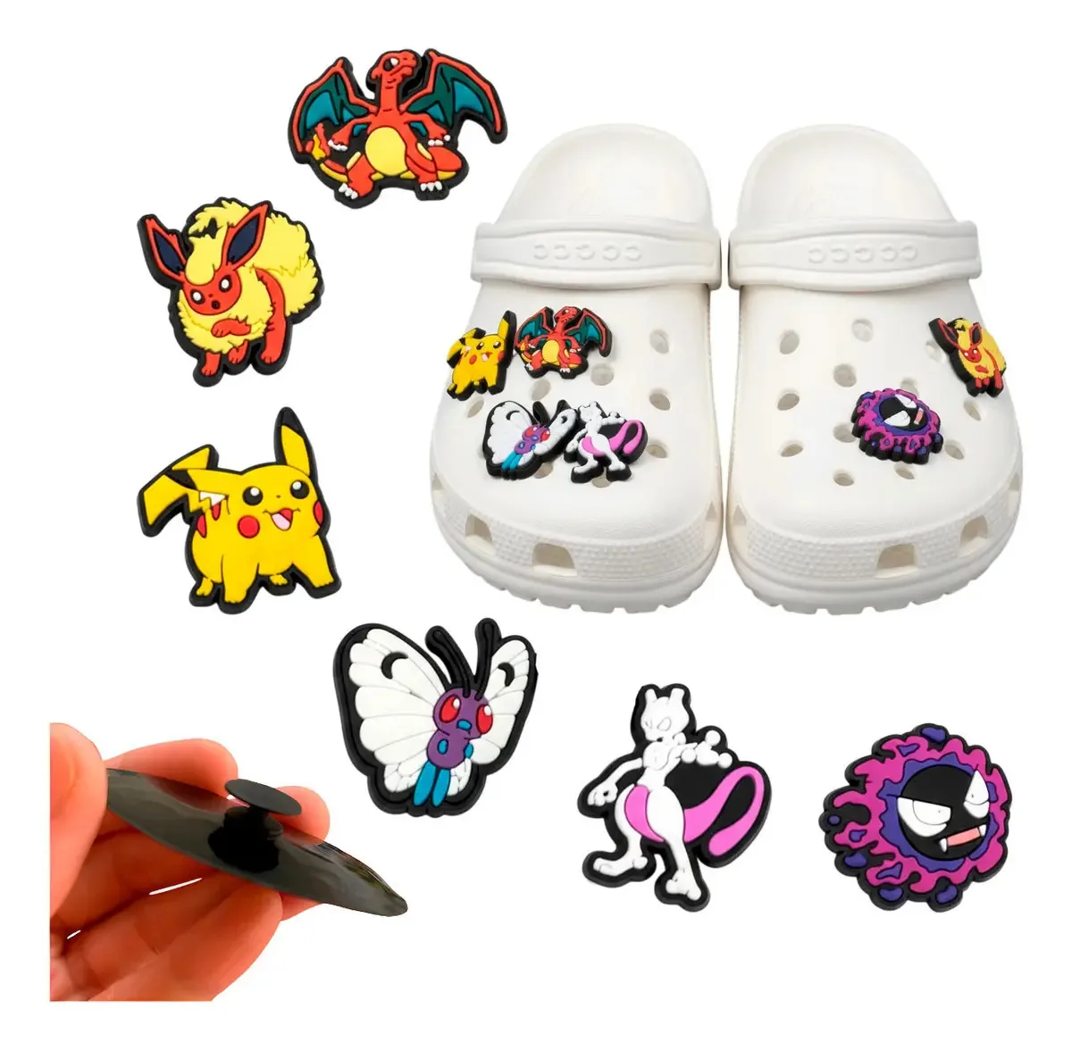 Kit 6 Pins Bottons Emborrachados Para Babuches - Pokemon