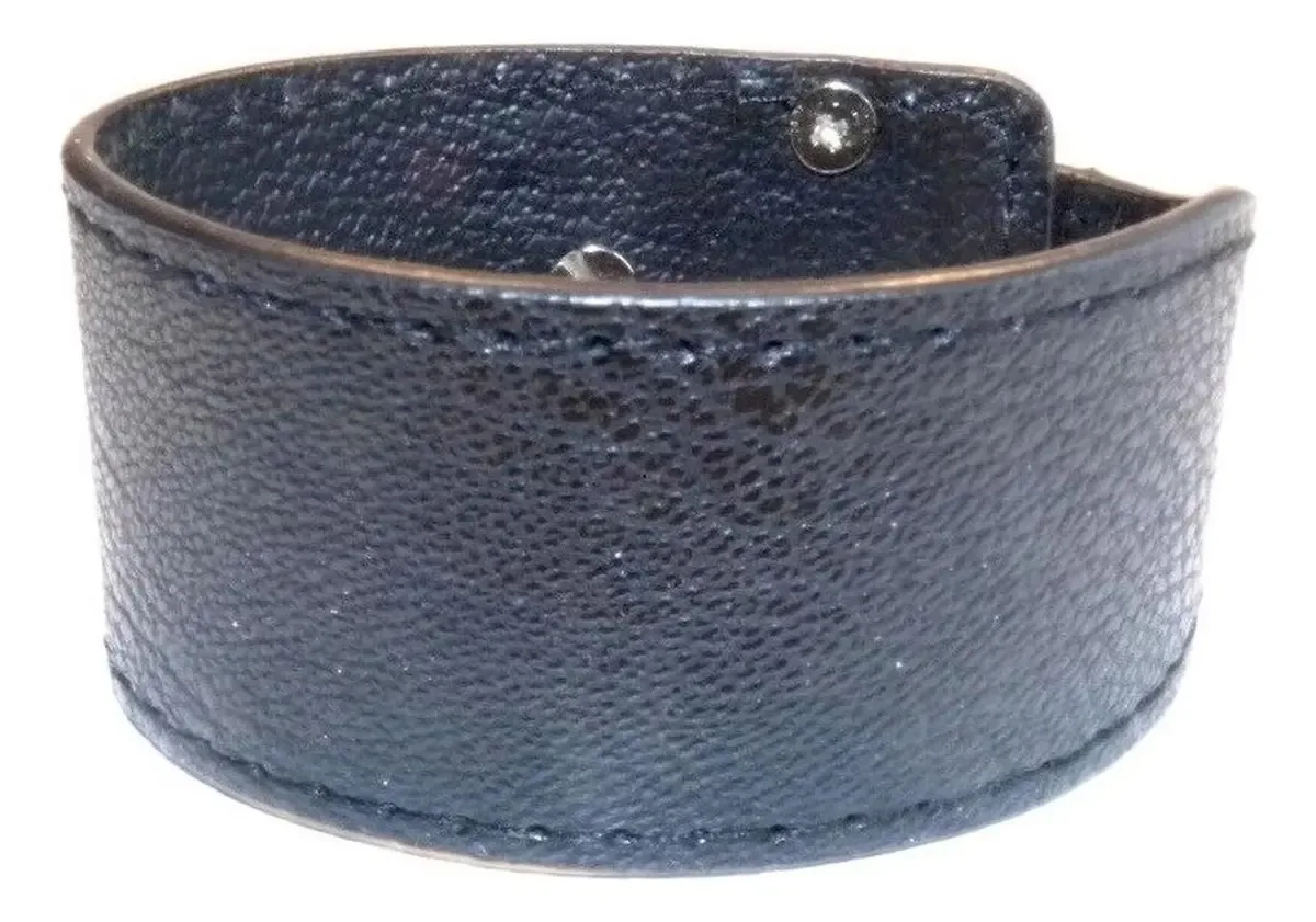 Bracelete De Couro Preto Unissex