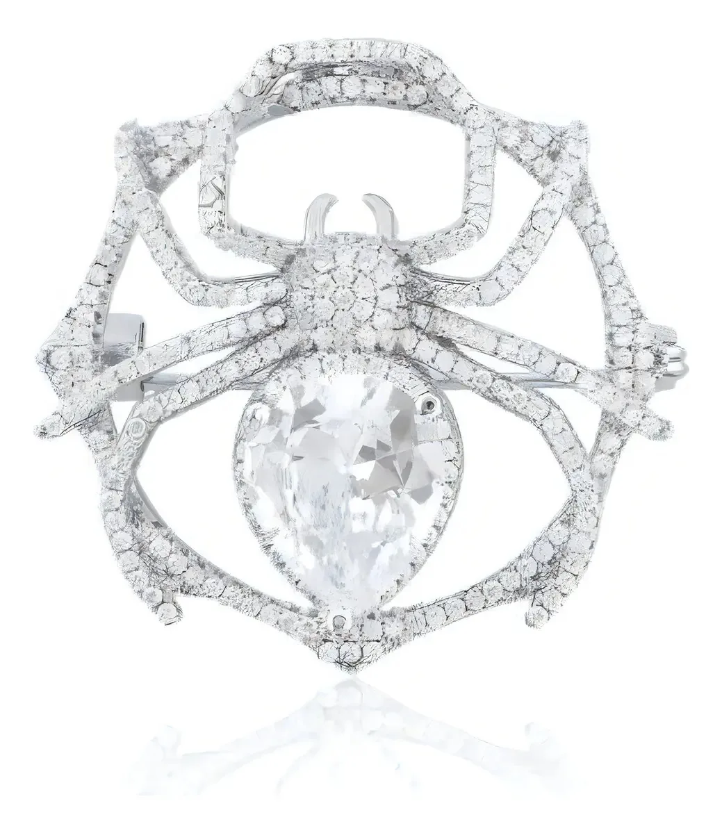 Broche Aranha Em Ródio Branco Com Zircônia