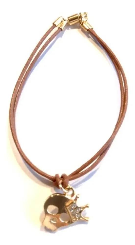 Pulseira De Couro Caveirinha