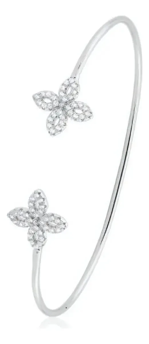 Pulseira Flores Zircônias Brancas
