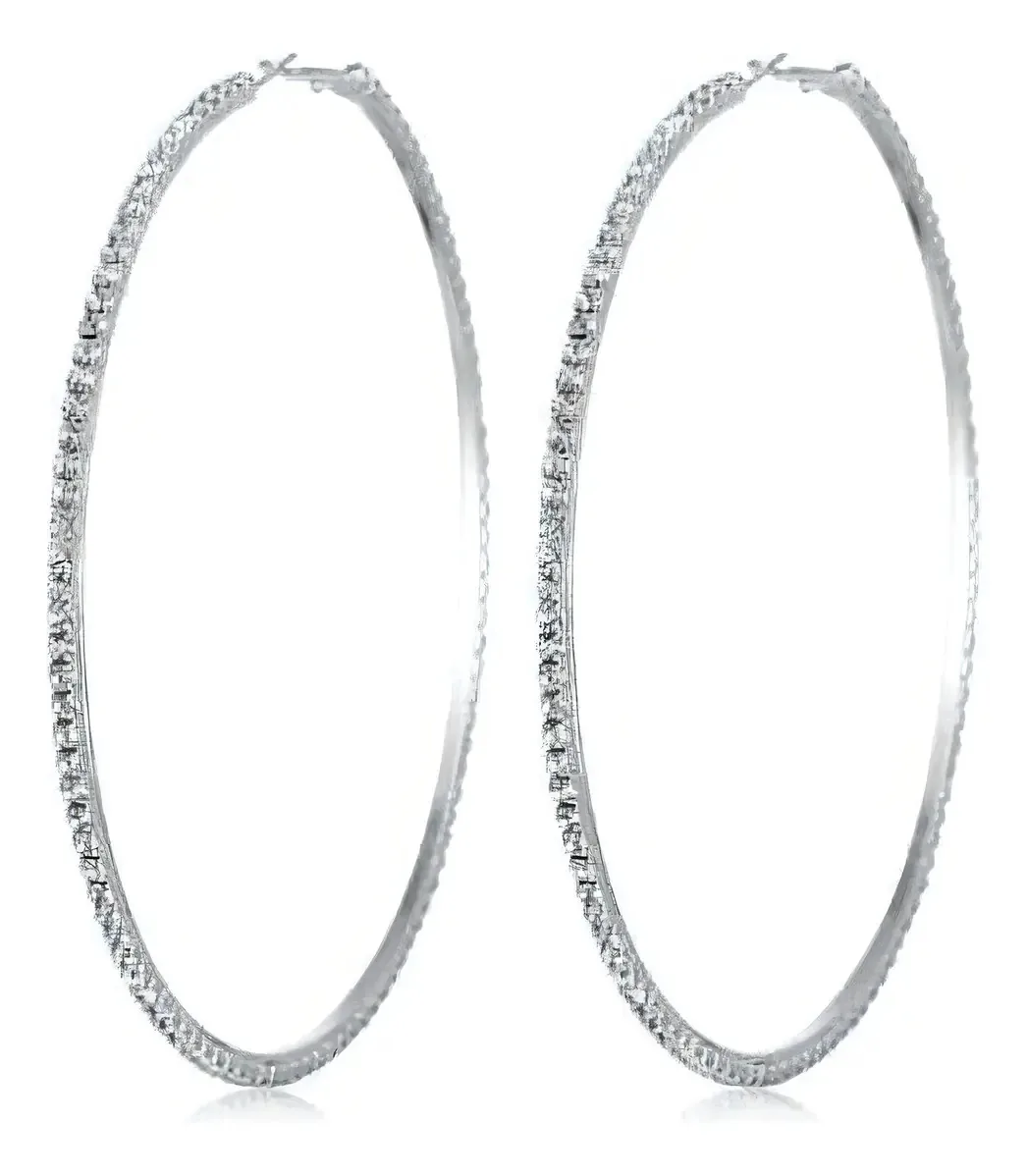 Argola Média Em Aço Com Strass