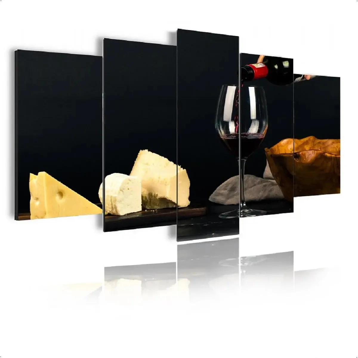 Quadro Decorativo Mosaico 3pçs Queijos E Vinhos Mob058