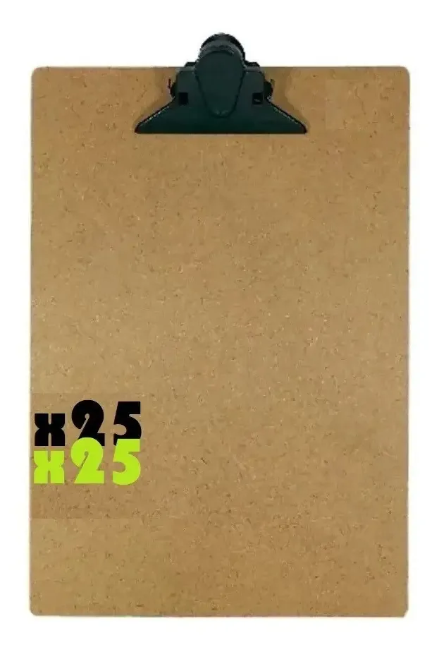 Kit 25 Pranchetas A4 de Madeira Real Seda com Prendedor