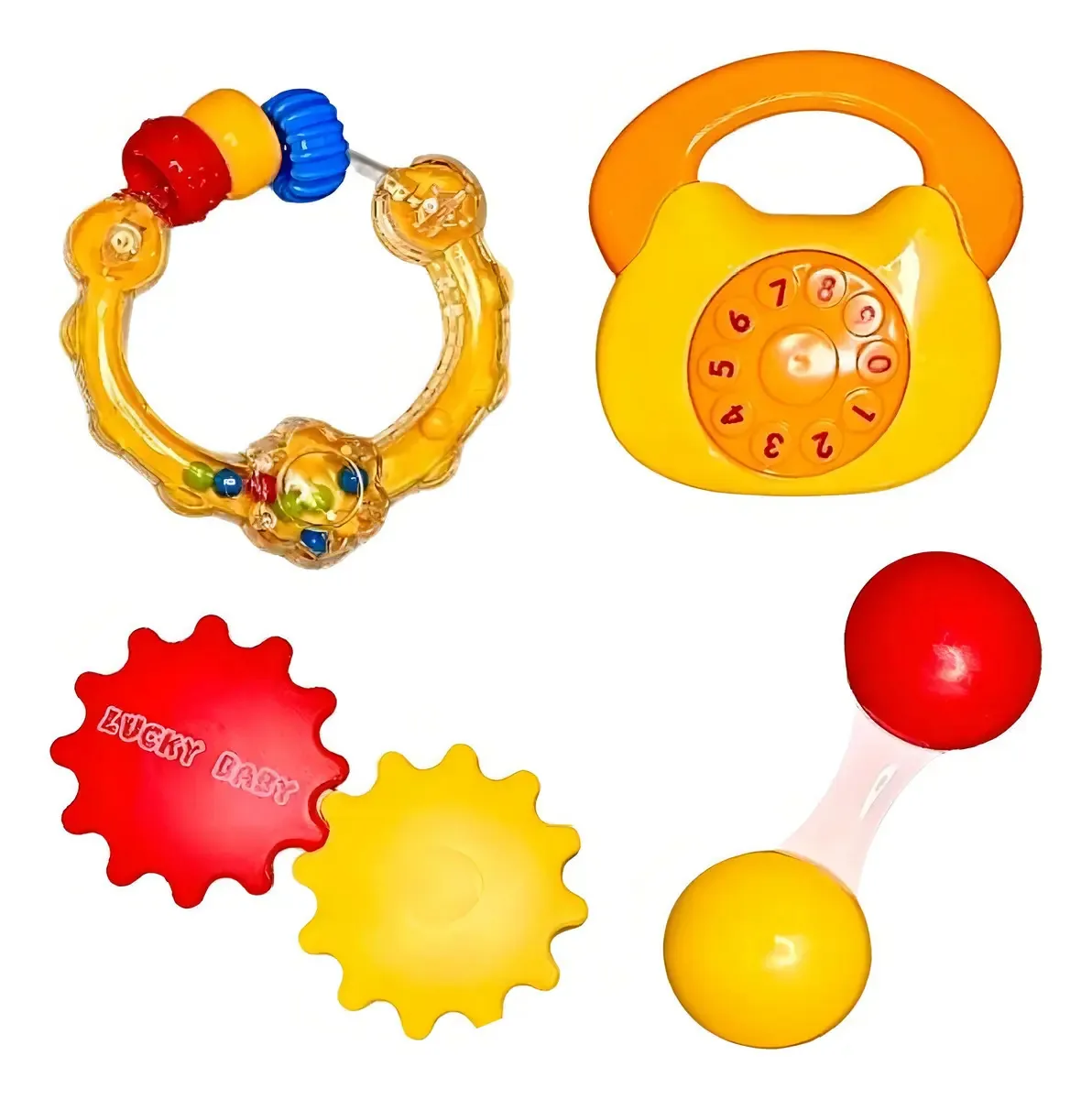 Brinquedo Bebê Chocalhos Plástico Fofinho Mordedores Cor Amarelo