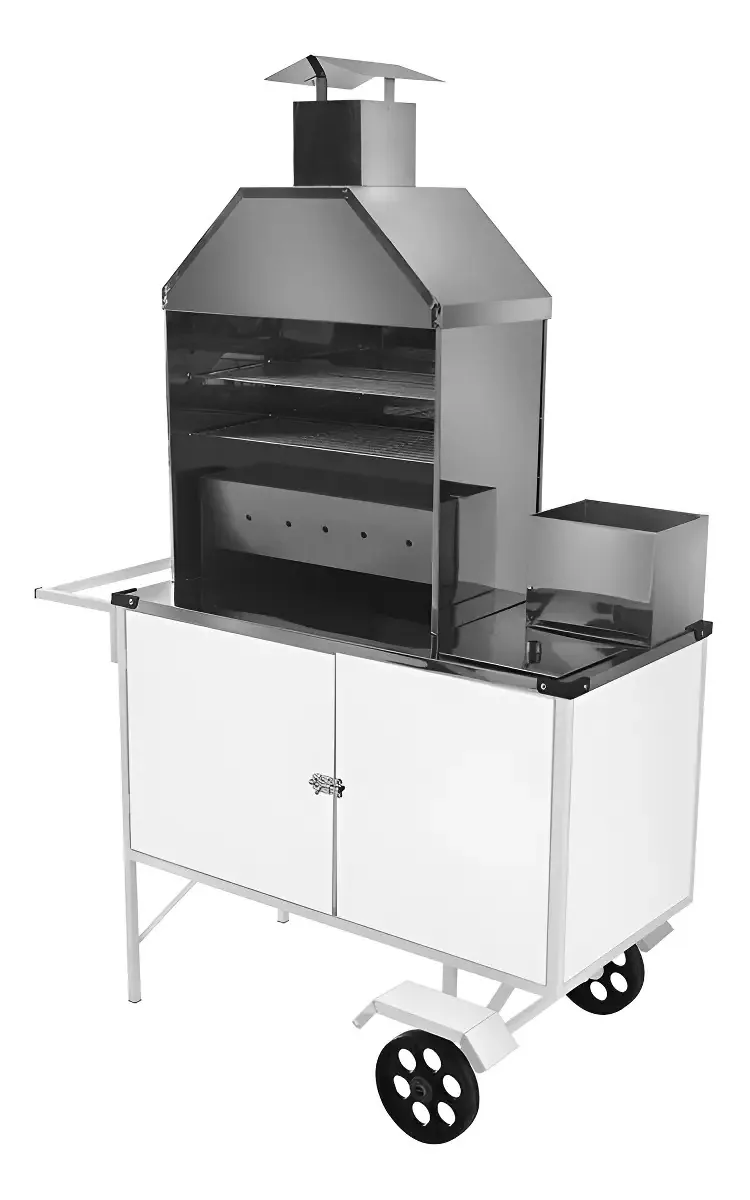 Carrinho De Churrasco Cefaz Branco Com Rodas Maciças Bl03m