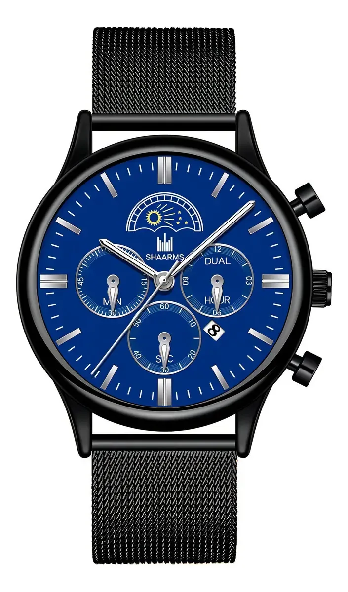 Relógio Masculino Shaarms Pulso Quartzo Dourado Aço