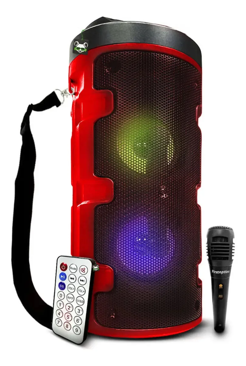 Caixa Som Amplificada Portátil Bluetooth Microfone Vermelha Vermelho
