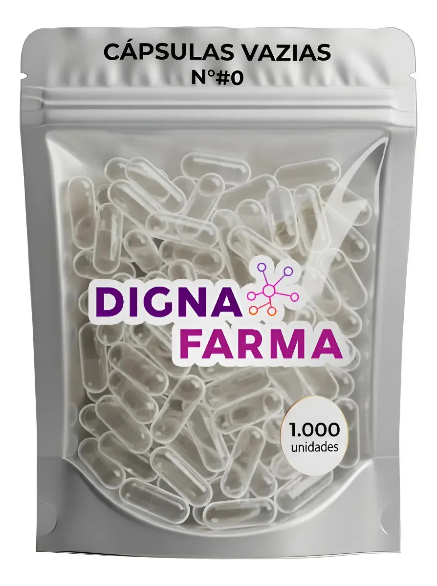 Cápsulas Vazias de Gelatina Incolor Nº 0 para Encapsulamento Digna Farma (1000 Unidades)