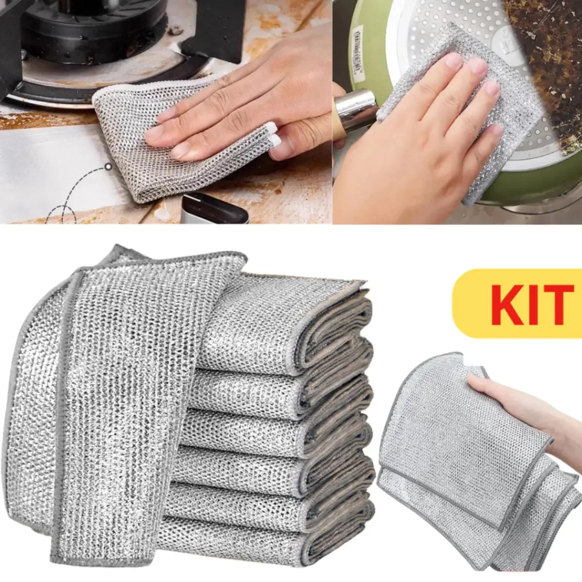 Kit 10 Panos De Aço Multiuso Remove Gordura Reutilizável