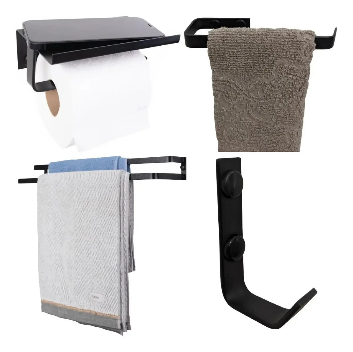 Kit Acessórios Para Banheiro Styleblack 4 Peças Preto Fosco