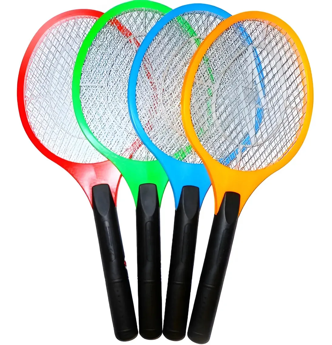 Raquete Elétrica Kit 4 Mata Mosquito Insetos Cor Sortido