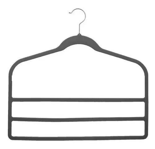 Cabide Cores Aveludados Para Calças Triplo Organizador Cor Cinza