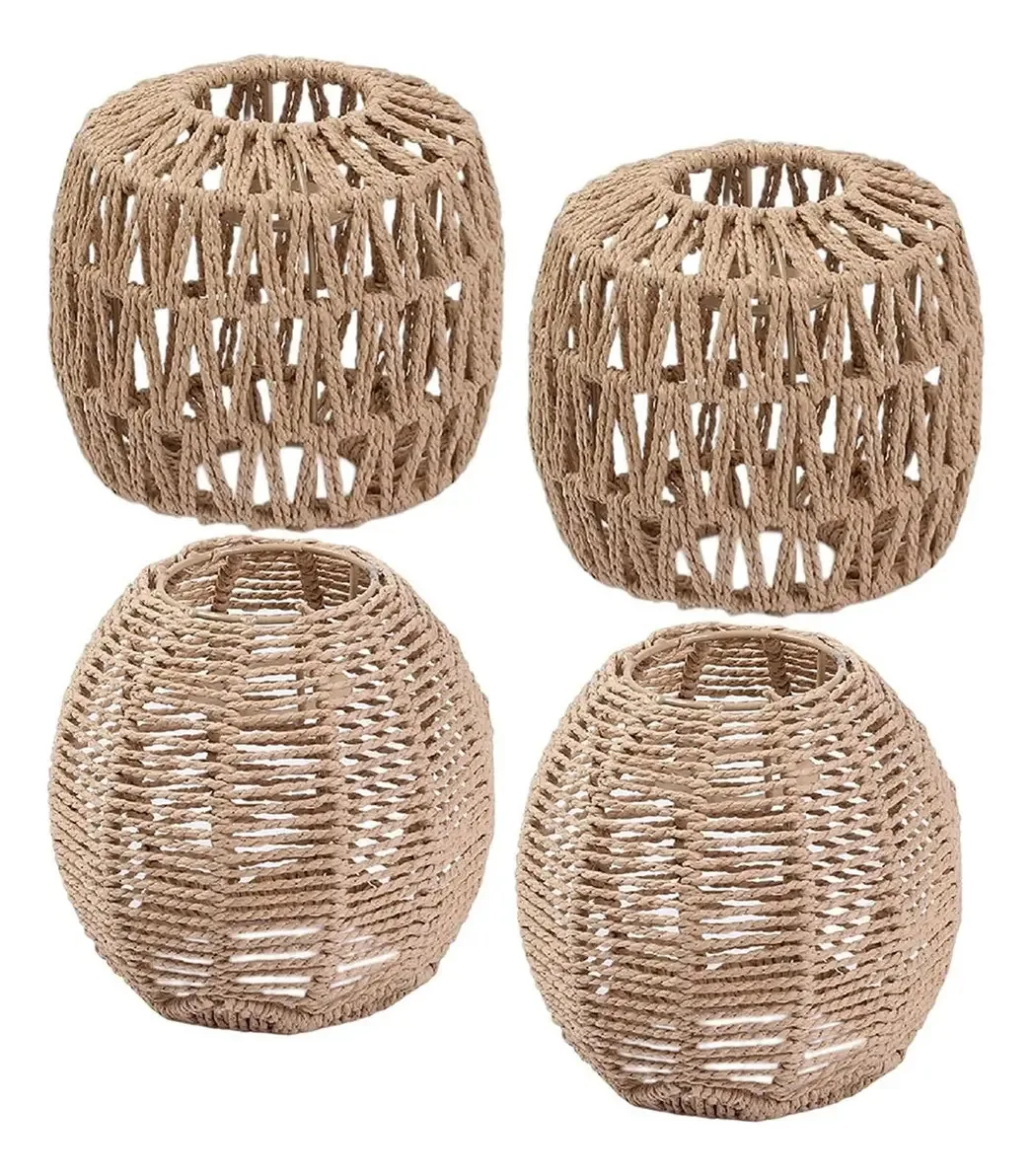 4x telas de lâmpadas suspensas, cordão de papel, tela
