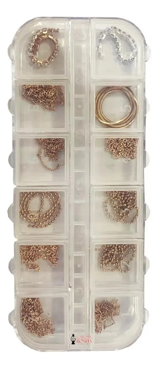 Correntes Strass Pérolas Metal Acrílica Jóias Unhas Art Nail