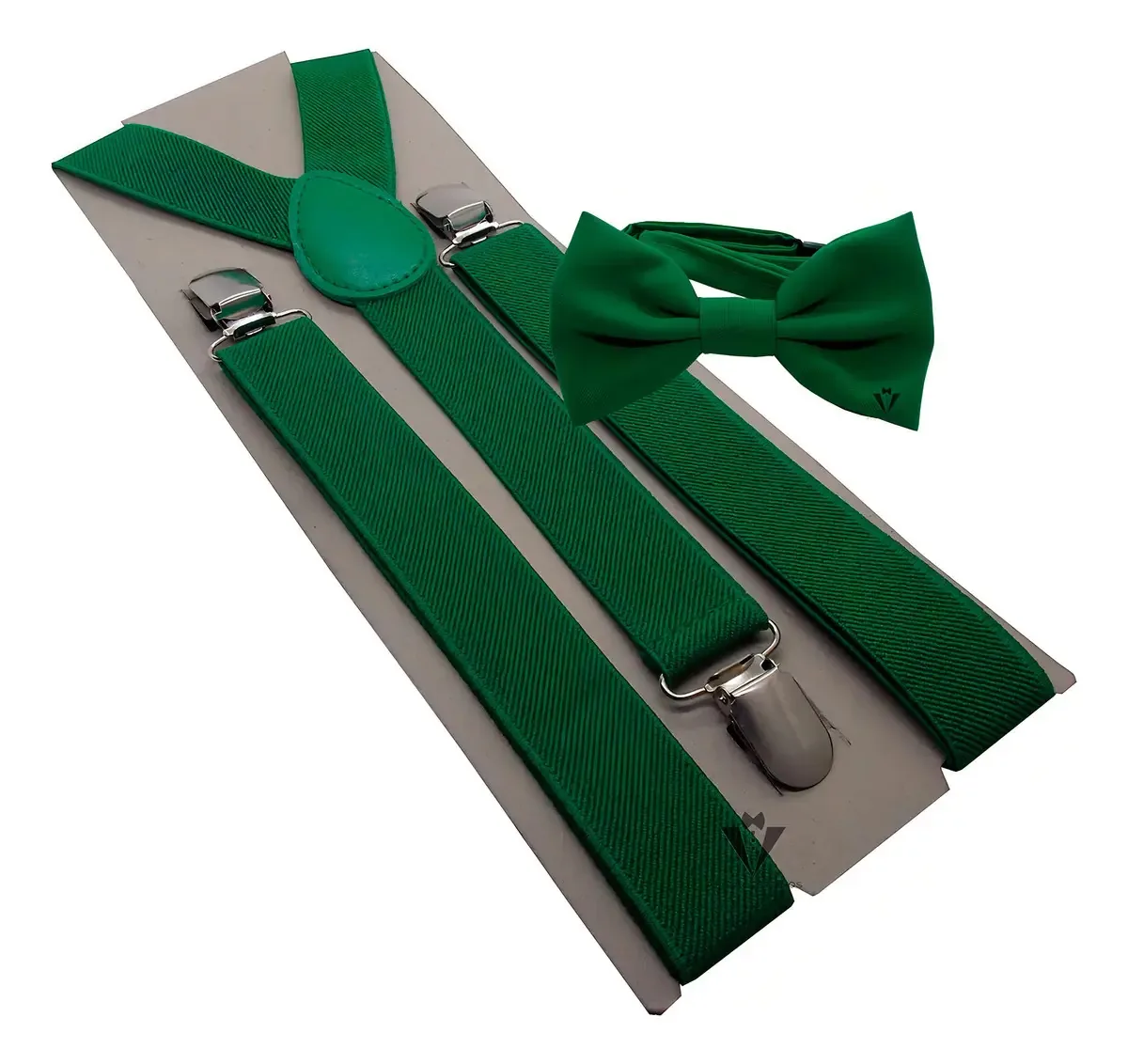 Kit Suspensório + Gravata Borboleta Adulto Várias Cores Cor Verde