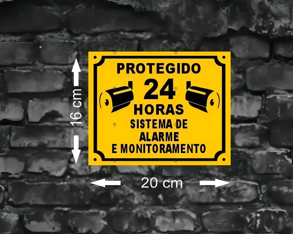 3 Placas De Segurança E Monitoramento Casa Protegida 24 Hora