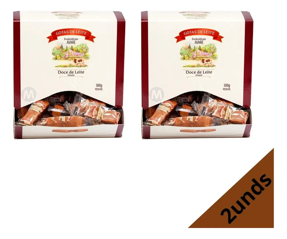 Doce Pingo De Leite Avaré Gotas De Leite Caixa 500g Kit 2und