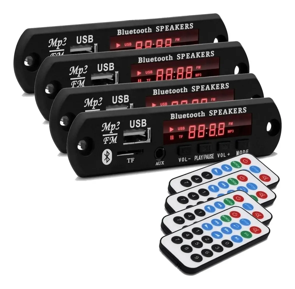 4 Placas Decodificadora Bluetooth Usb Caixa Ativa Mp3 Fm Aux